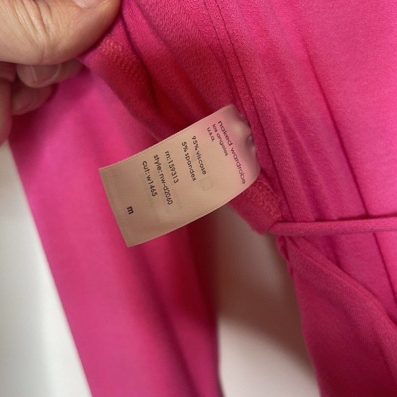 NWT Naked Wardrobe Ruched Long Sleeve Mini Dress Women's Open Back Pink Size M - Picture 6 of 9